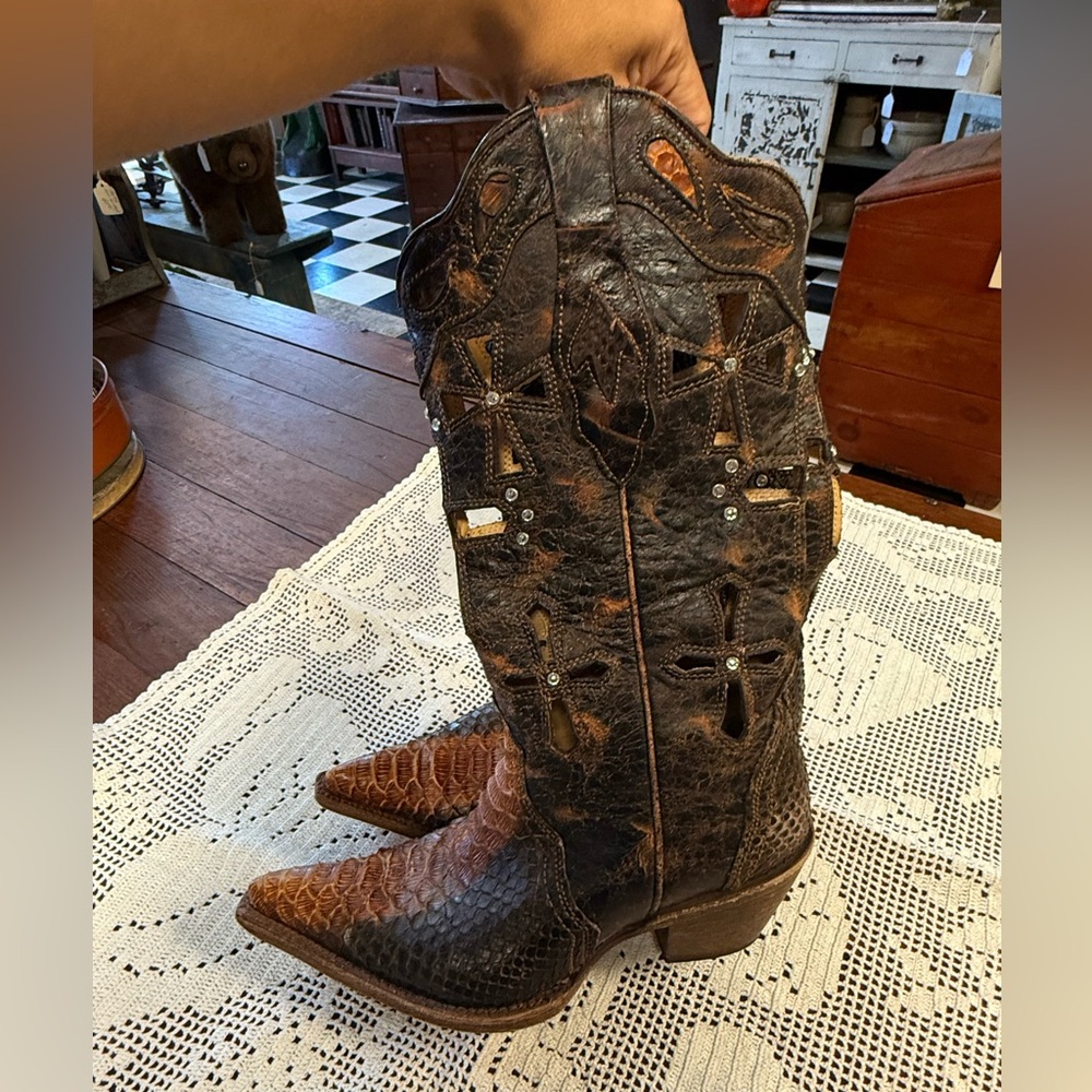 Echo Beige and Brown Leather Boots